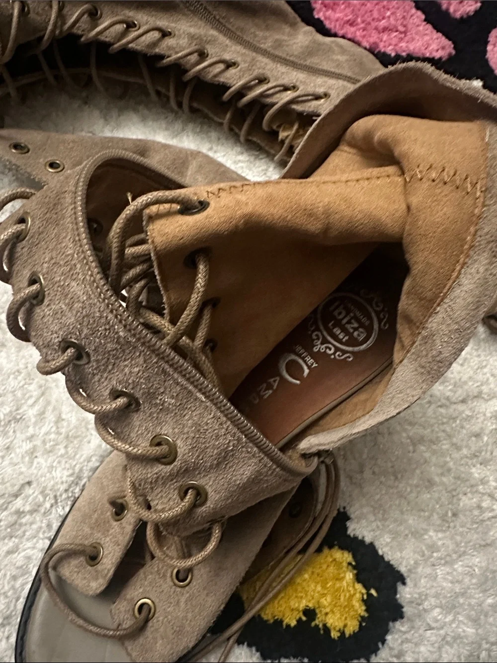JEFFREY CAMPBELL Lace-Up Over-the-Knee Suede Boots in Taupe - Picture 4 of 4